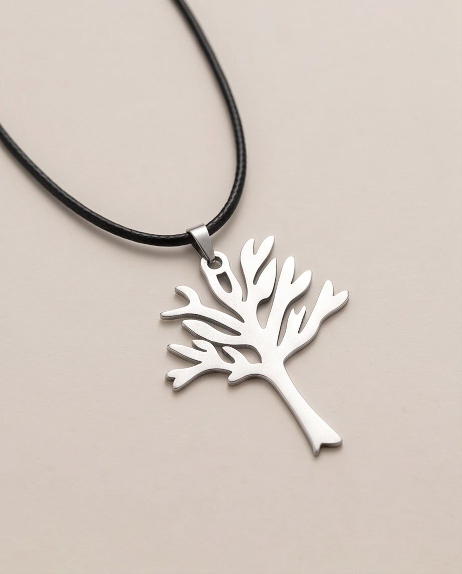 Silver Tree of Life Cutout Pendant Necklace