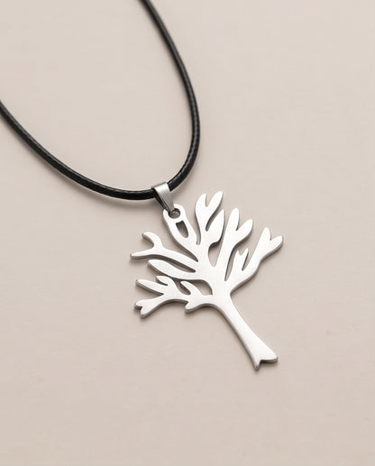 Silver Tree of Life Cutout Pendant Necklace
