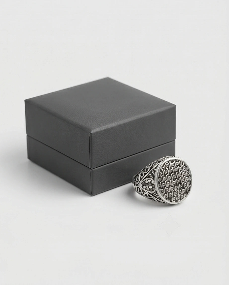 Vintage Sterling Silver Woven Basketweave Signet Ring