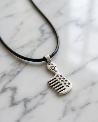 Silver Hair Comb Pendant Necklace
