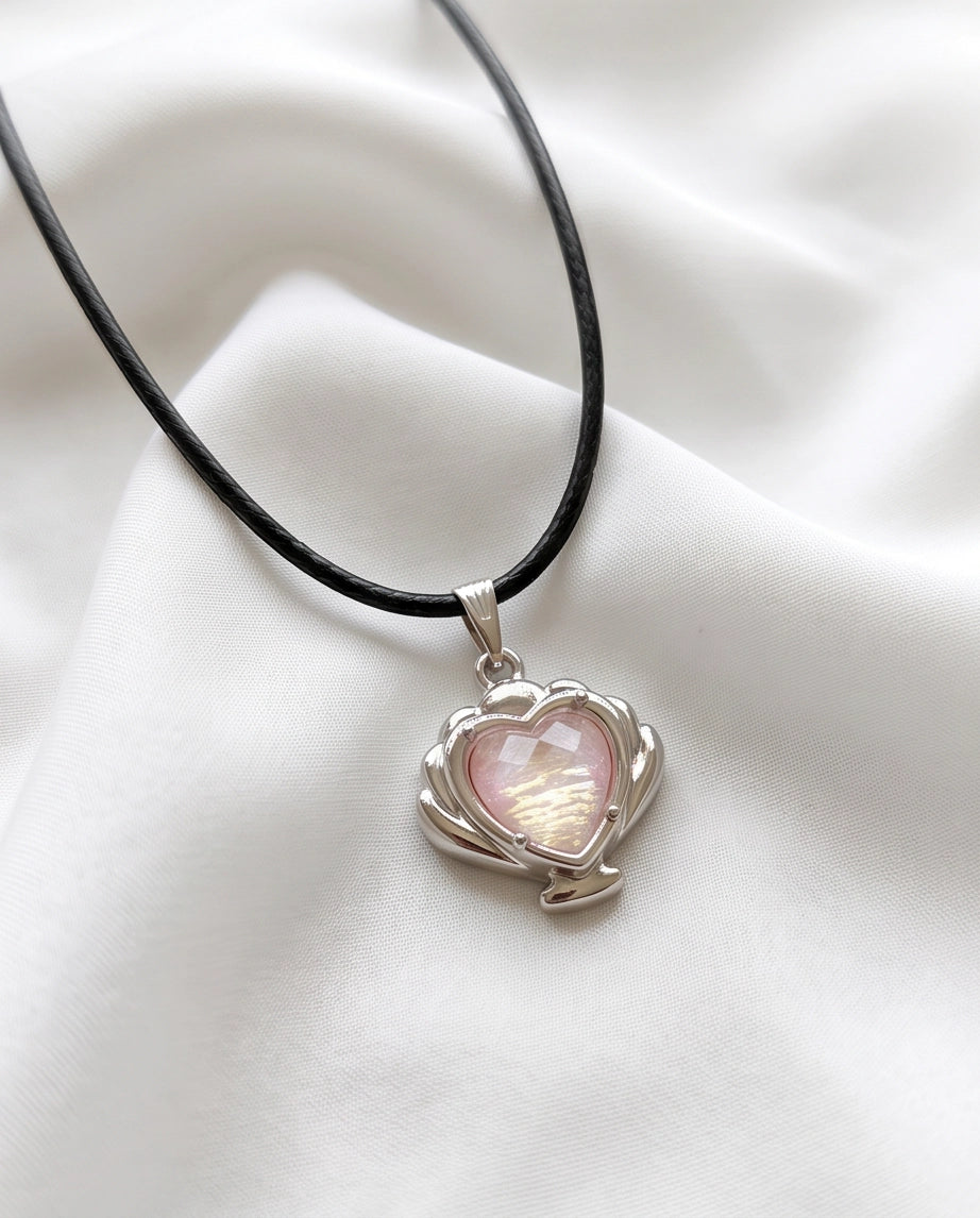 Iridescent Seashell Heart Pendant Necklace