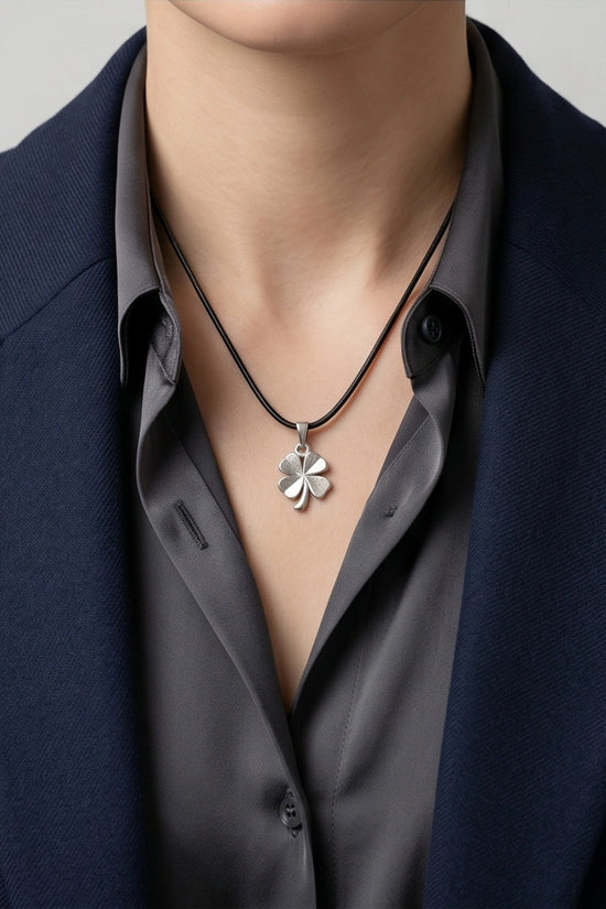 Silver Four-Leaf Clover Luck Necklace