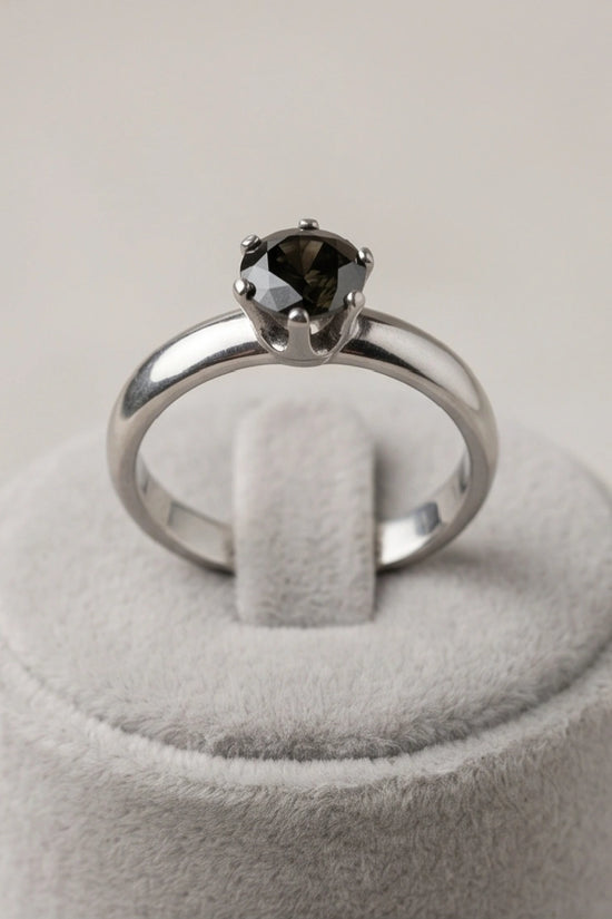Sterling Silver Black Diamond Solitaire Ring
