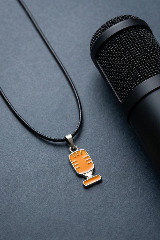 Silver Retro Orange Microphone Necklace