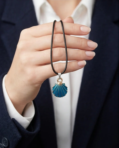 Ocean Teal Scallop Shell Pendant