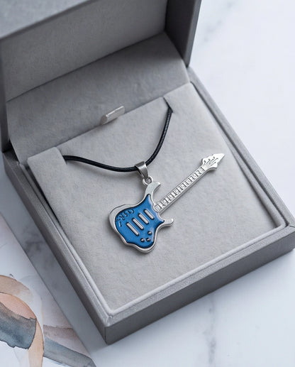 Blue and Silver Electric Guitar Cord Necklace