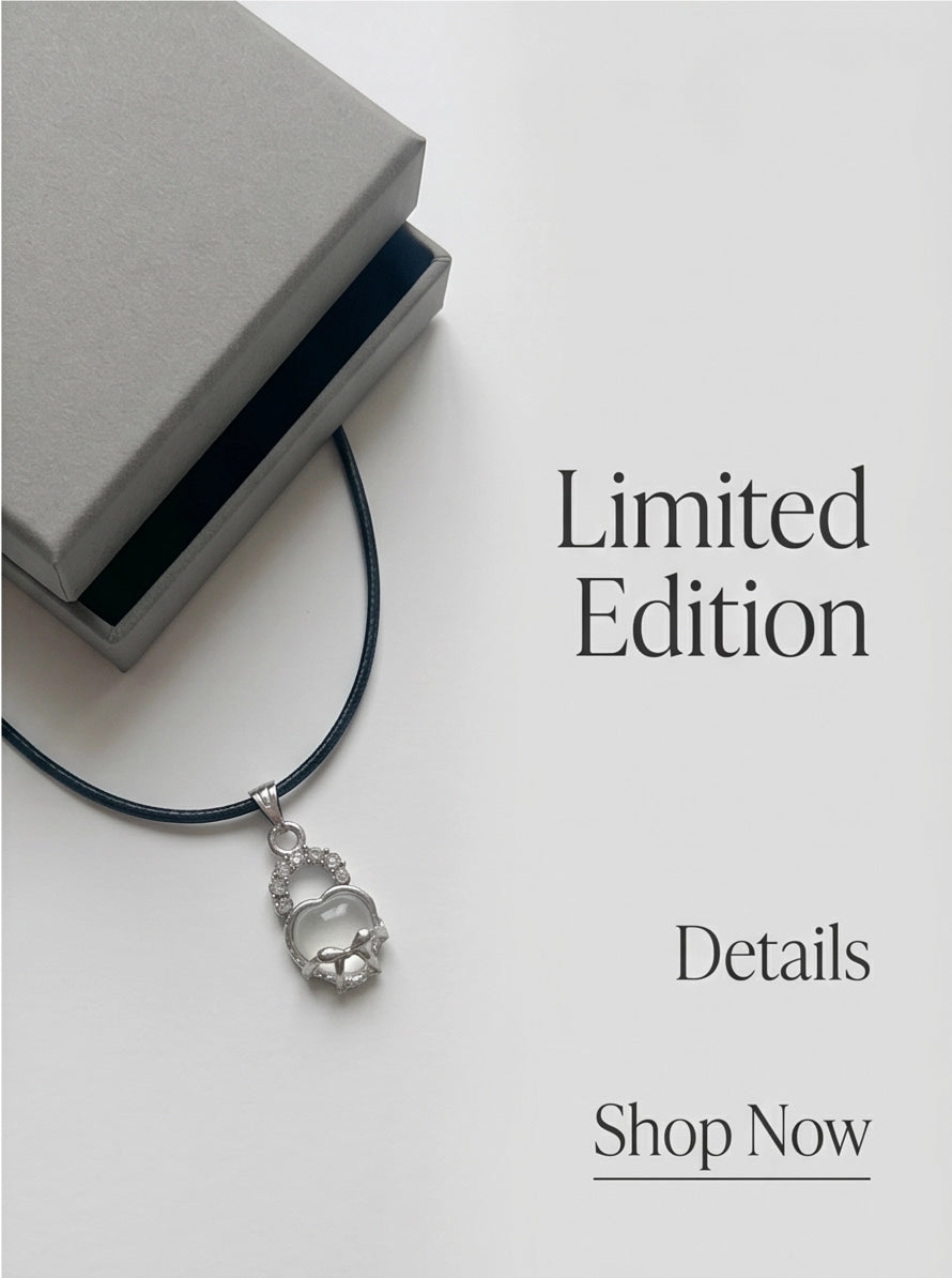 White Moonstone Heart Bow Lock Pendant Necklace
