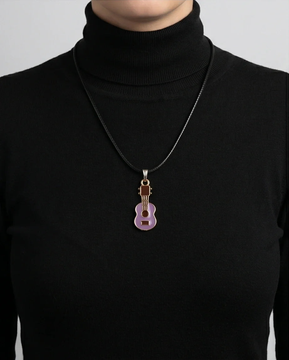 Gold and Purple Acoustic Guitar Necklace