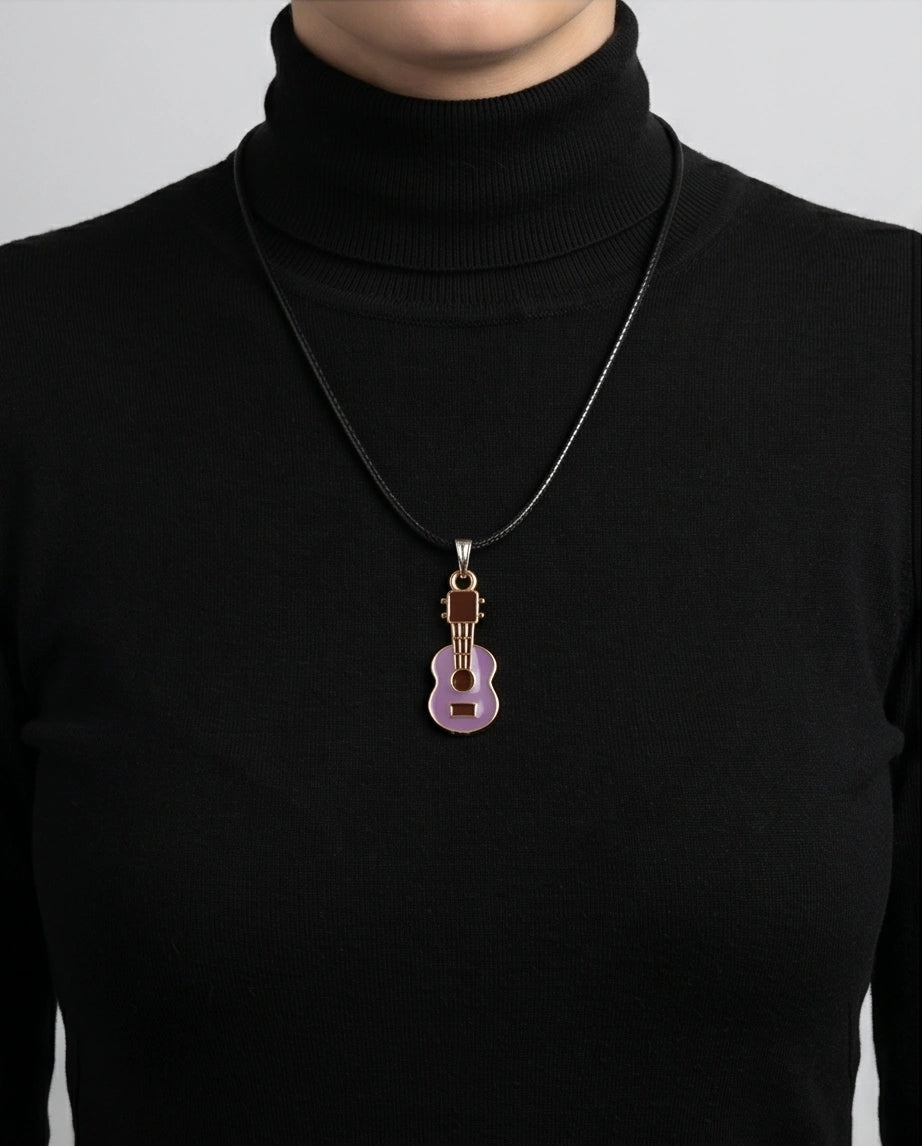 Gold and Purple Acoustic Guitar Necklace
