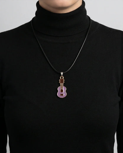 Gold and Purple Acoustic Guitar Necklace