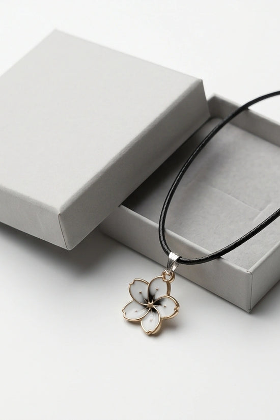 Gold and White Blossom Pendant Necklace