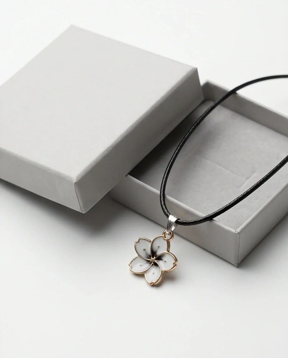 Gold and White Blossom Pendant Necklace