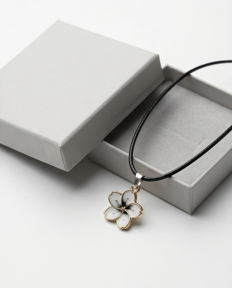 Gold and White Blossom Pendant Necklace