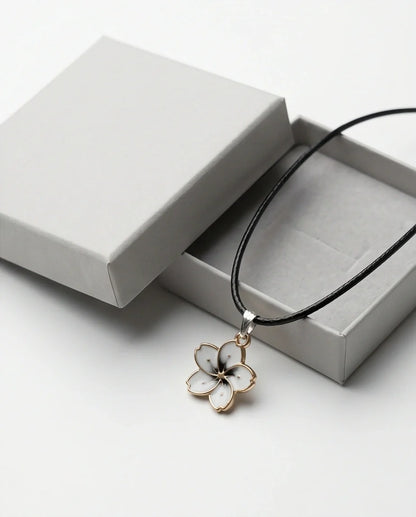 Gold and White Blossom Pendant Necklace
