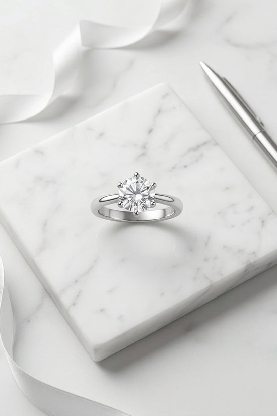 Sterling Silver Round-Cut Moissanite Solitaire Ring