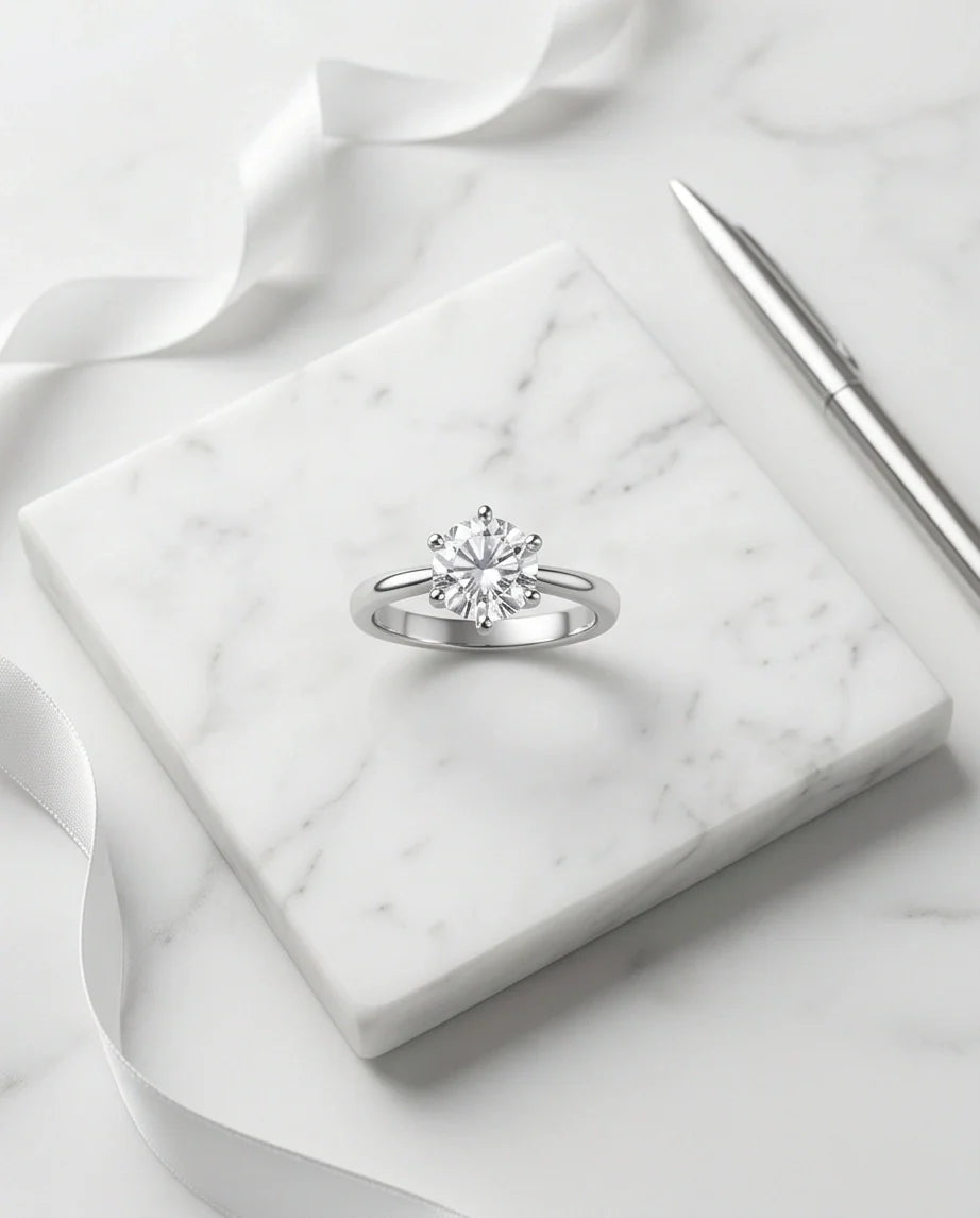 Sterling Silver Round-Cut Moissanite Solitaire Ring