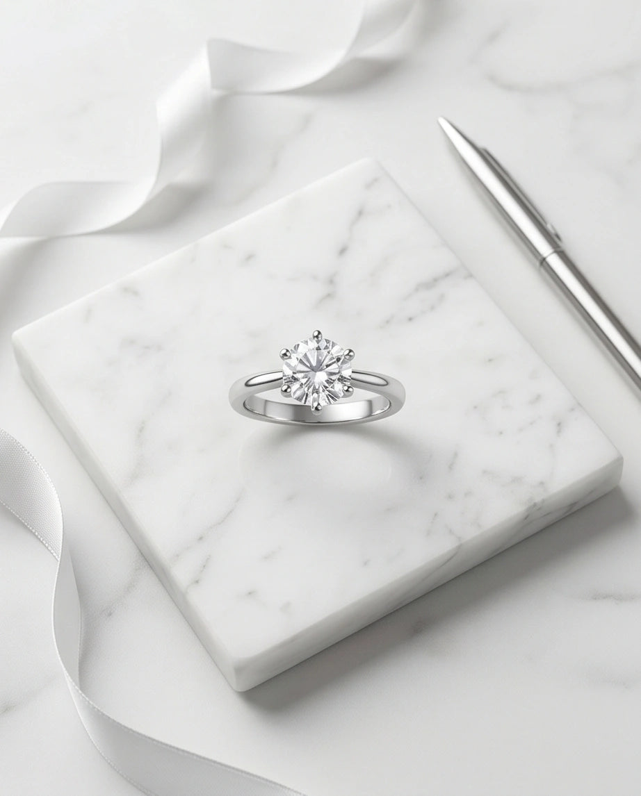 Sterling Silver Round-Cut Moissanite Solitaire Ring