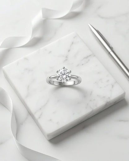 Sterling Silver Round-Cut Moissanite Solitaire Ring