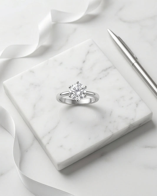 Sterling Silver Round-Cut Moissanite Solitaire Ring