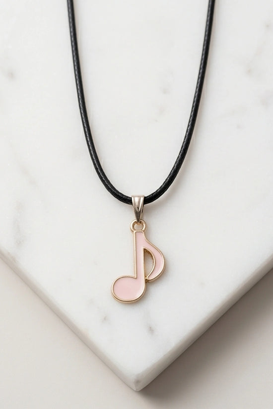 Gold and Pink Eighth Note Necklace