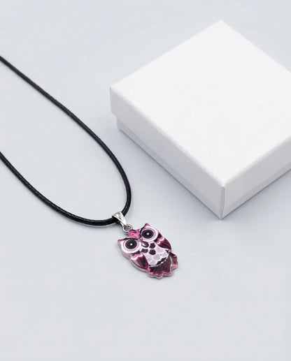 Elegant Magenta Owl Totem Pendant Necklace