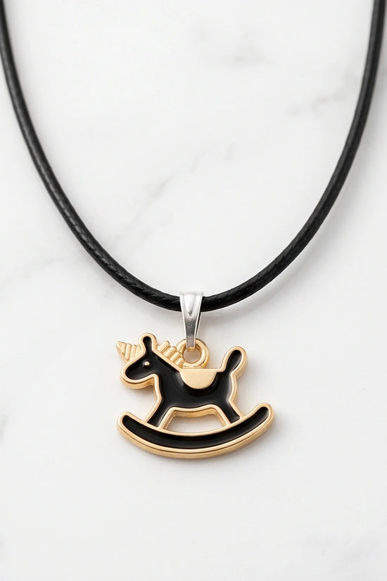 Gold and Black Rocking Horse Necklace