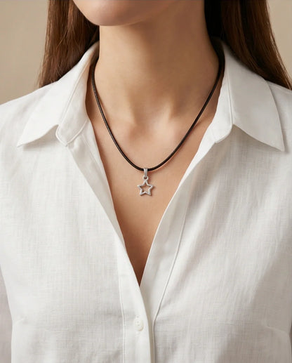 Silver Open Star Pendant Necklace