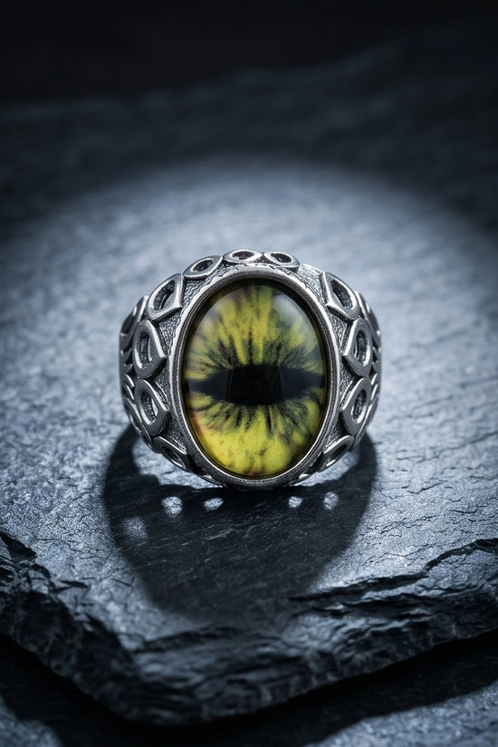Vintage Sterling Silver Gothic Owl's Eye Statement Ring