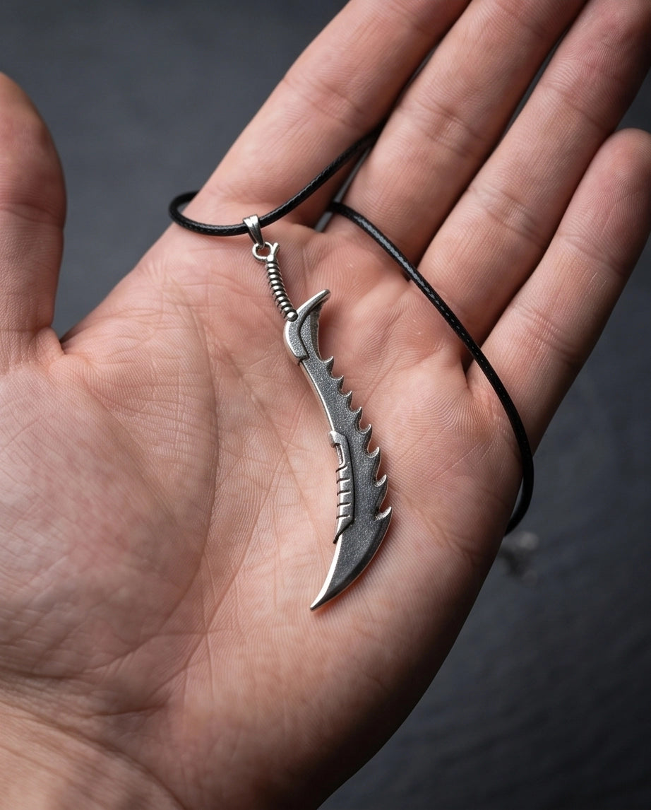 Serrated Scimitar Blade Pendant