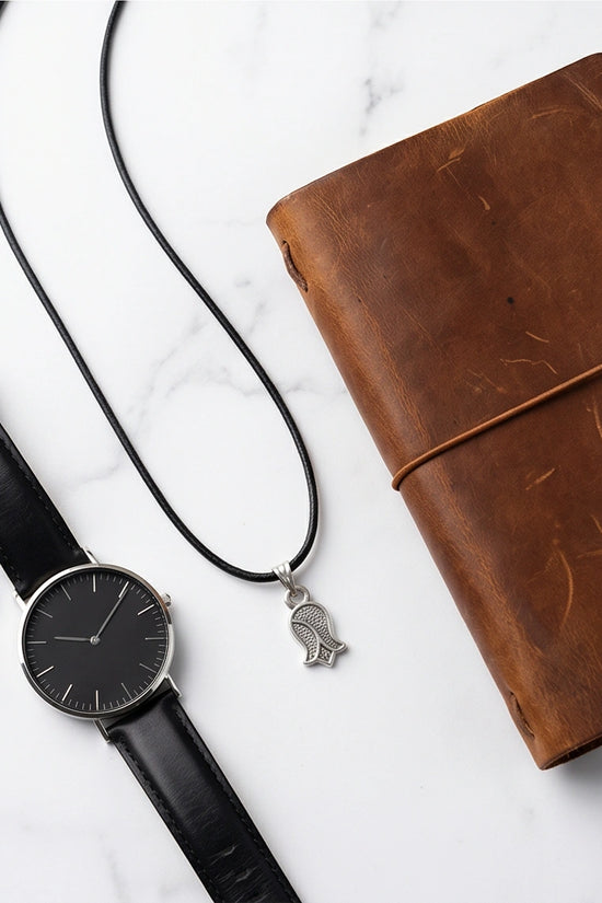 Silver Vintage Textured Tulip Necklace