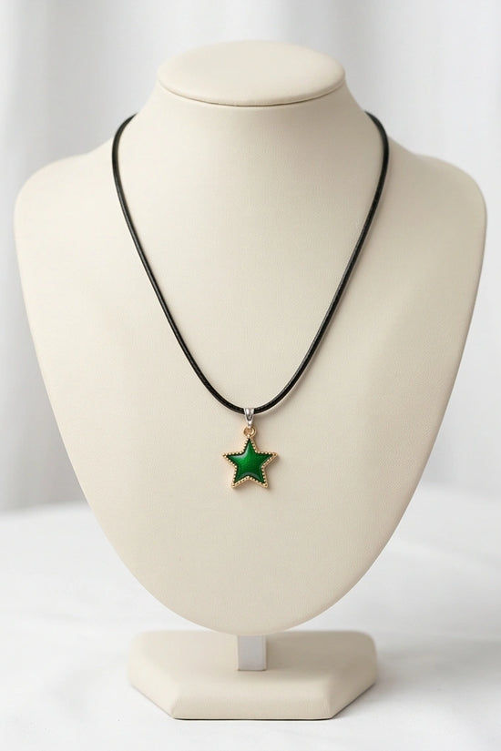 Gold and Green Star Pendant Necklace