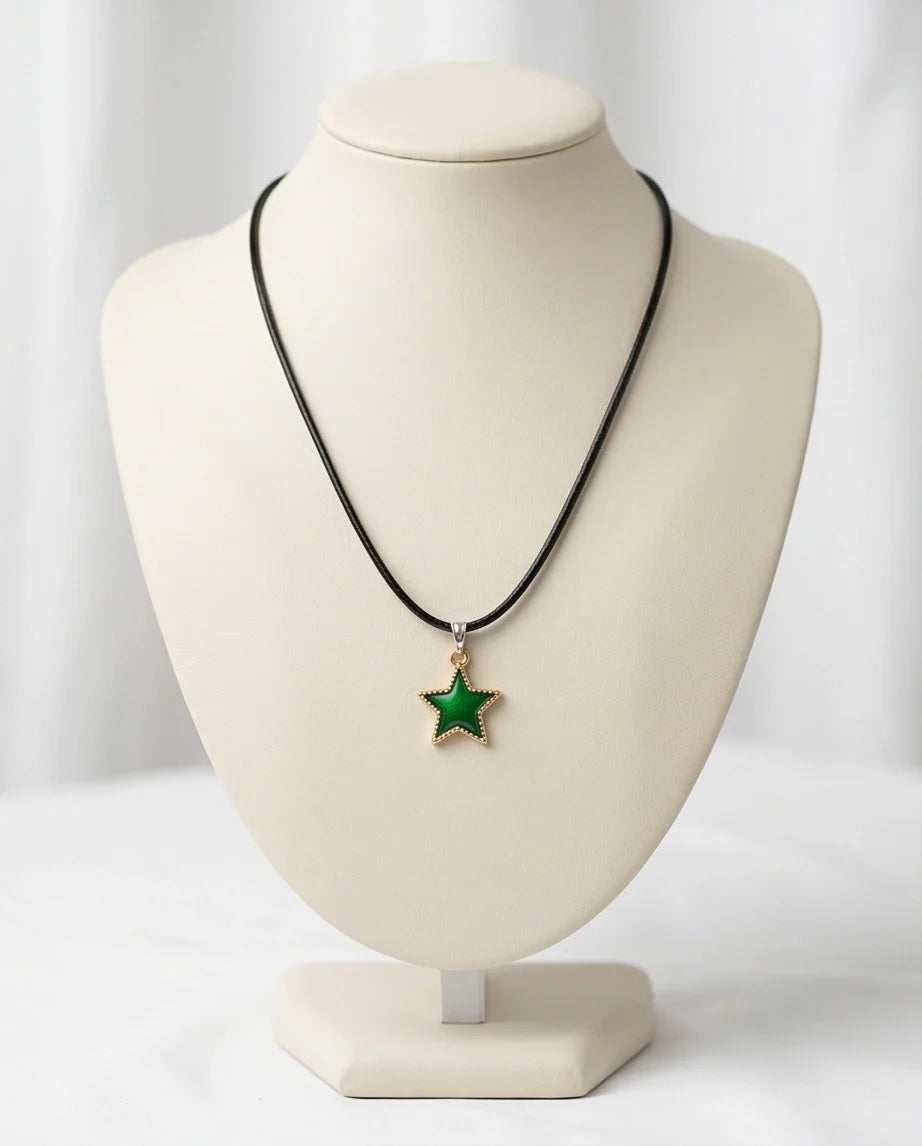 Gold and Green Star Pendant Necklace