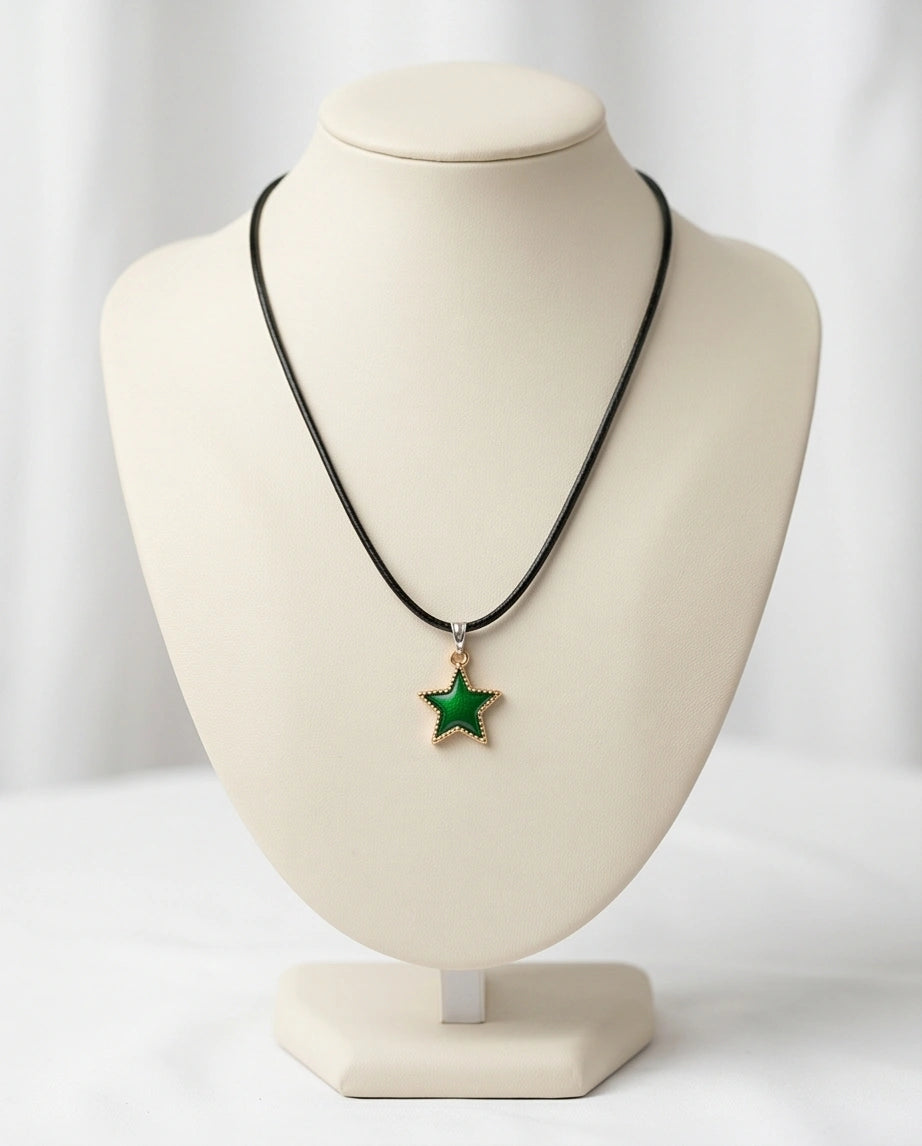 Gold and Green Star Pendant Necklace