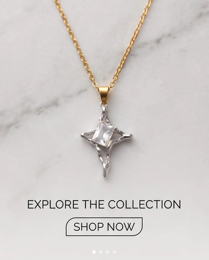 Silver Clear Gemstone Gothic Cross Pendant Necklace