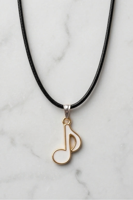 Gold and White Eighth Note Necklace