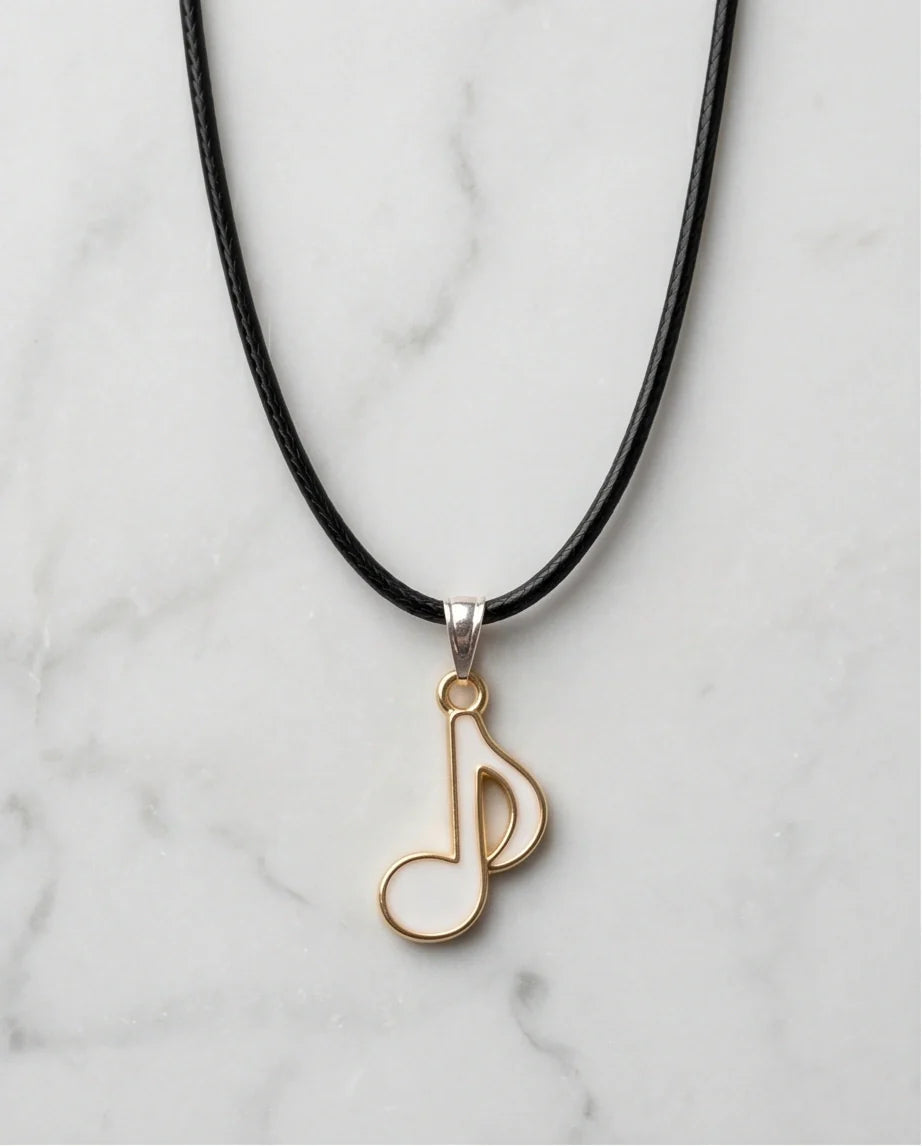 Gold and White Eighth Note Necklace
