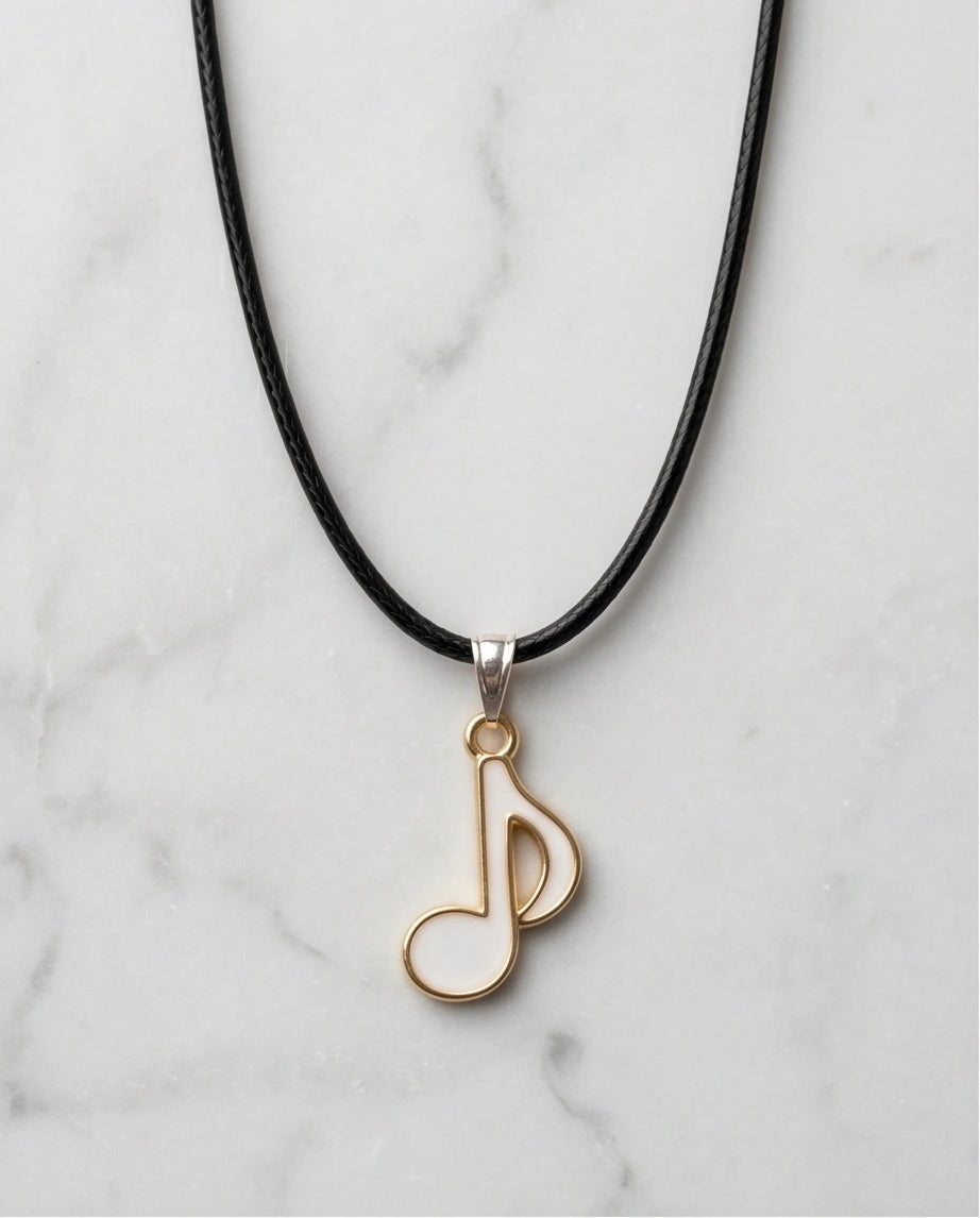 Gold and White Eighth Note Necklace