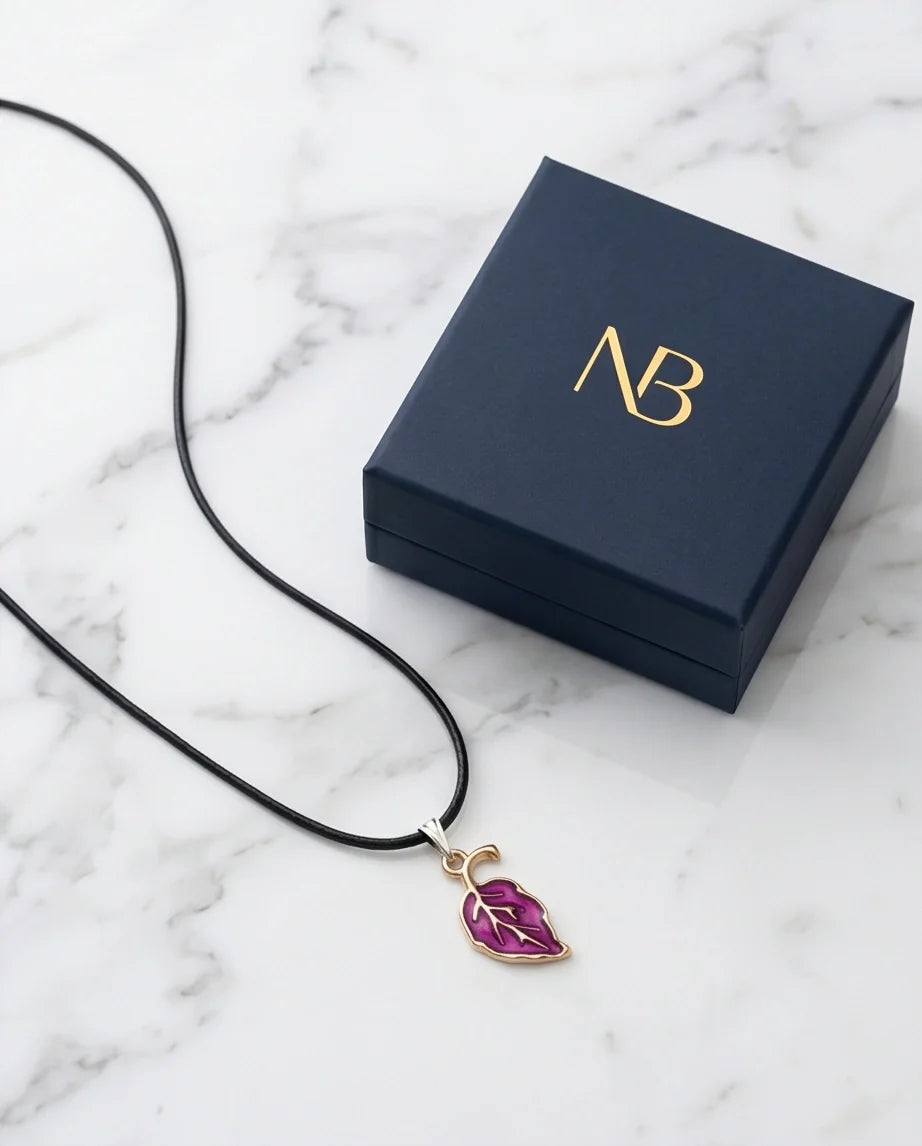 Orchid Purple Botanical Leaf Pendant