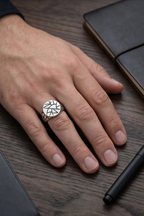 Sterling Silver Abstract Geometric Signet Ring