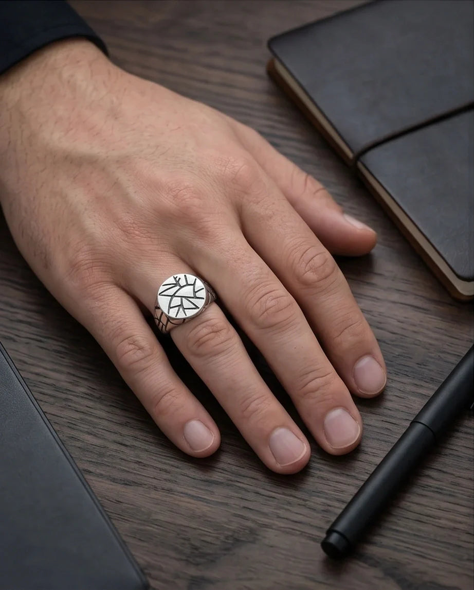 Sterling Silver Abstract Geometric Signet Ring