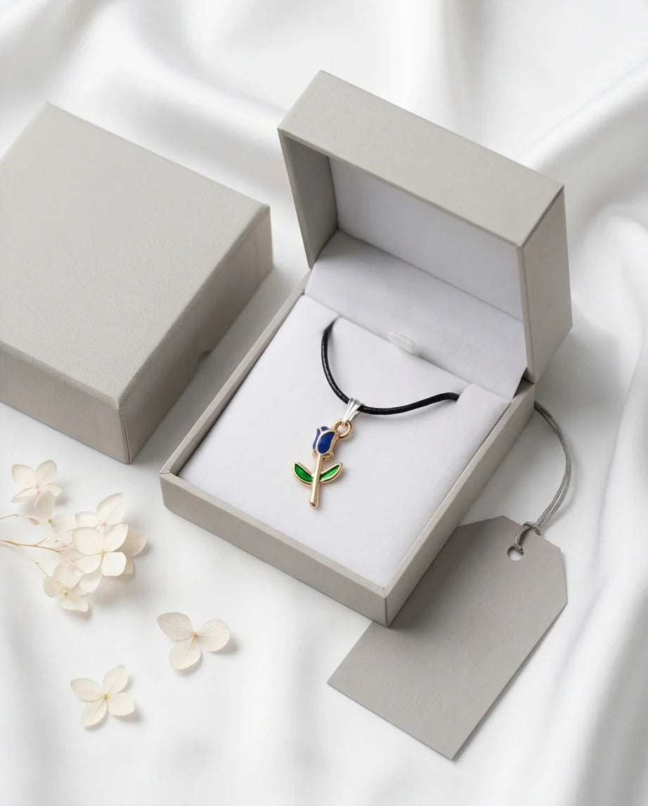 Royal Blue Tulip Rosebud Pendant