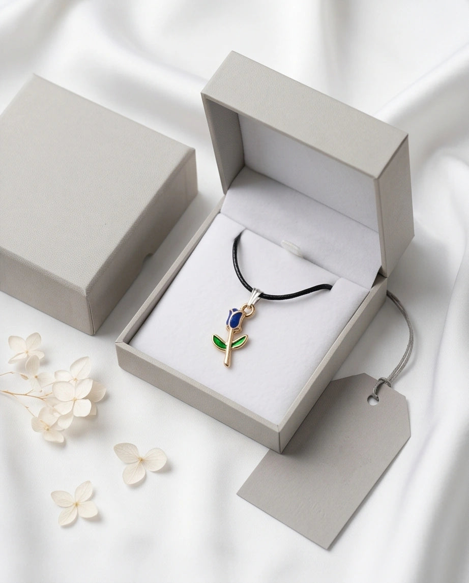Royal Blue Tulip Rosebud Pendant
