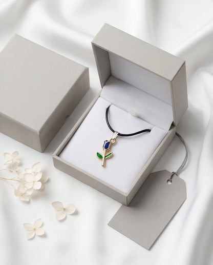 Royal Blue Tulip Rosebud Pendant