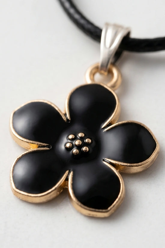 Gold and Black Blossom Flower Necklace