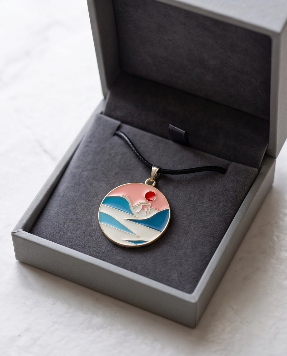 Sunset Wave Medallion Cord Necklace