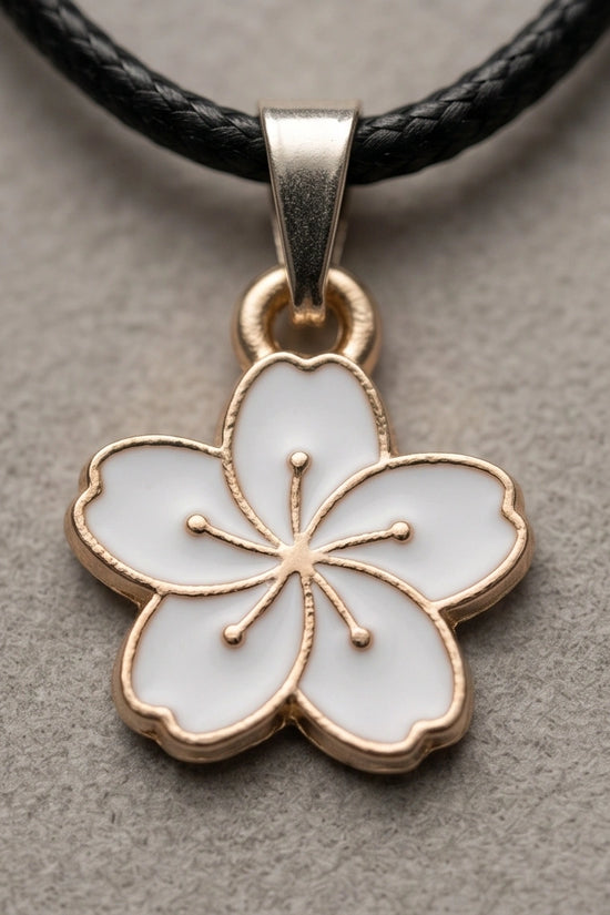 Gold and White Cherry Blossom Necklace