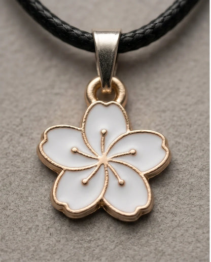 Gold and White Cherry Blossom Necklace