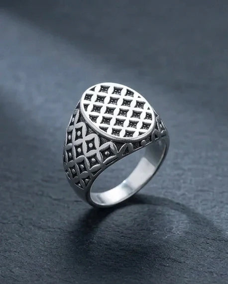 Vintage Sterling Silver Quadfoil Geometric Signet Ring