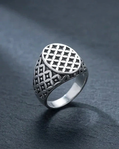 Vintage Sterling Silver Quadfoil Geometric Signet Ring