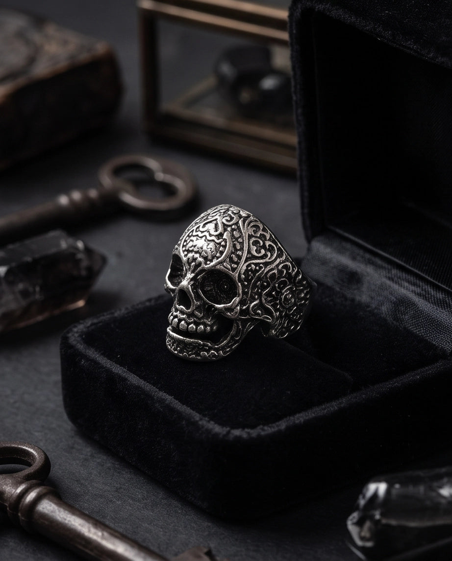 Filigree Calavera Sugar Skull Ring